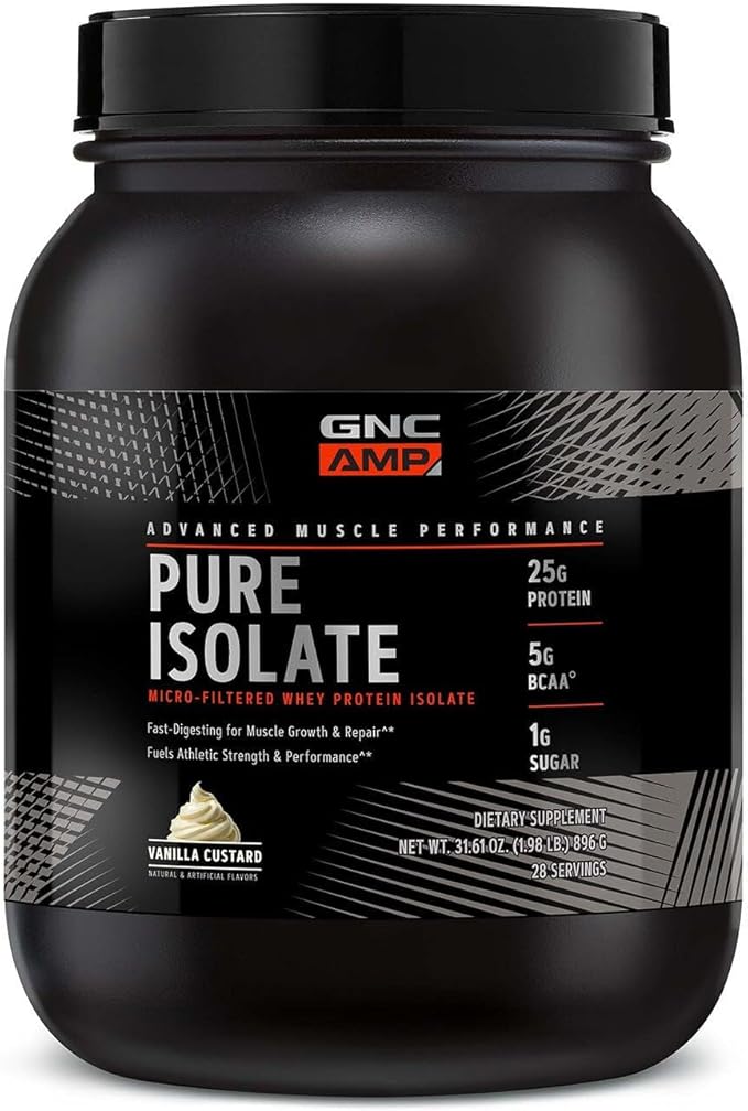 GNC AMP Pure Isolate Whey Protein - Vanilla Custard (28 Servings)