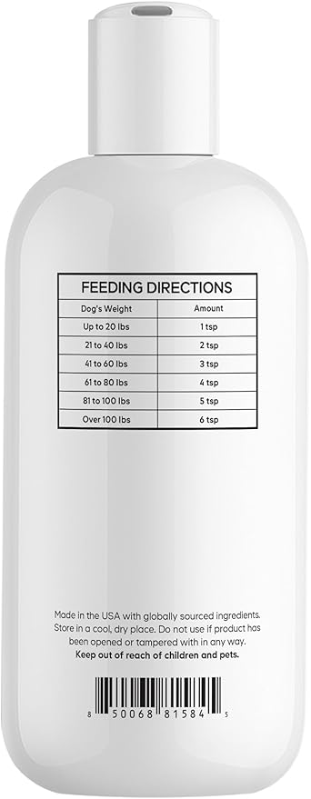 Wild Alaskan Salmon Oil for Dogs - EPA DHA Omega 3 &amp 6 Fatty Acids for Pets - Liquid Fish Oil Supplement for Dogs - All Breeds - 8 fl oz