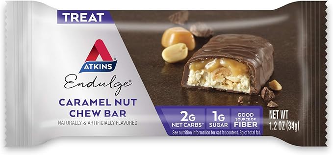 Atkins Café au Lait Protein Shake 15g Protein 3g Net Carb 12 Count + Atkins Endulge Caramel Nut Chew Bar 1g Sugar 5 Count