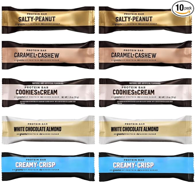 BarebeIIs Protein Bars Assorted Variety Pack - 5 Flavor - Protein Snacks with 20g of Protein - 10 Count
