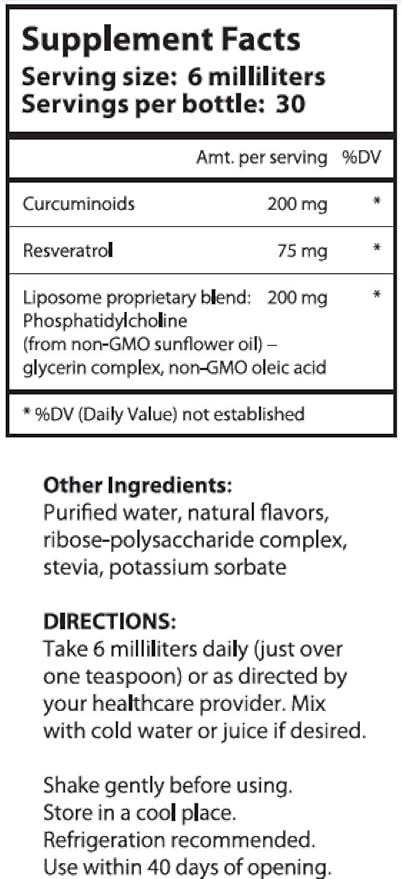 Liposomal Curcumin (Tumeric) and Resveratrol Two Powerful antioxidants Alcohol Free No Soy or Gluten Non-GMO Sunflower Oil