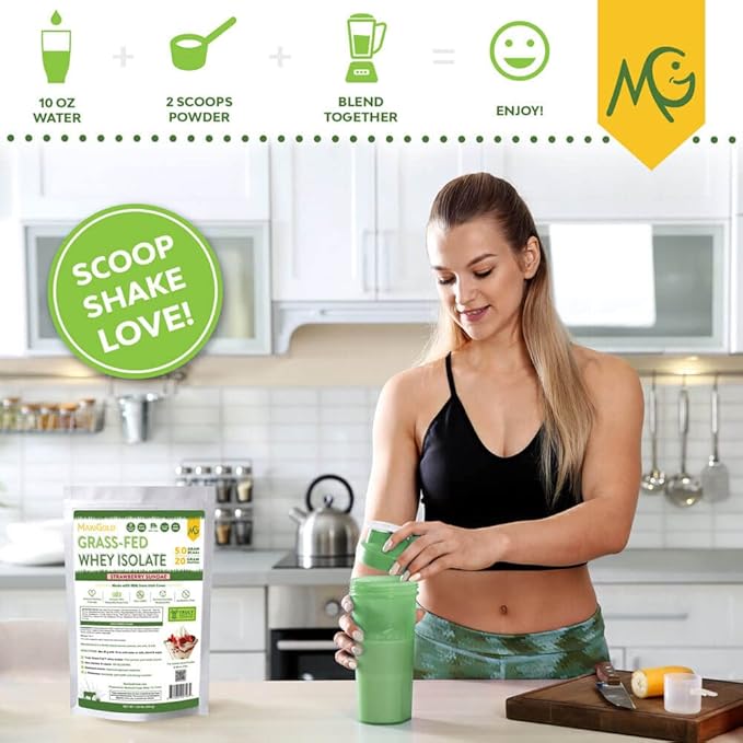 MariGold Grass-fed Whey Protein Isolate Powder - Strawberry Sundae Flavor - 1 Lb Bag | 100% Pure Cold-Processed Micro-Filtered Undenatured Non-GMO rBGH Free Soy Free Gluten Free Lactose Free