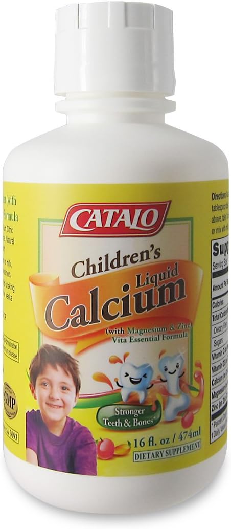CATALO Children's Liquid Calcium with Magnesium &amp Zinc Peach and Mango 16 fl oz (474 ml)