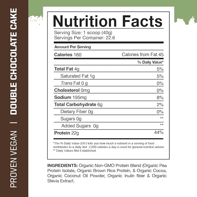 Gaspari Nutrition Proven Vegan Protein Organic Natural Protein Gluten Free Soy Free NON GMO (2lbs Double Chocolate Cake)