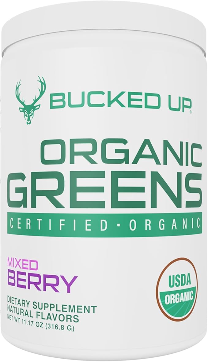 Greens Superfood Powder Mixed Berry | 8 Most Essential Mixed Greens | Certified 100% Organic | Chlorella Spinach Kale Spirulina Alfalfa Broccoli Wheat Grass &amp Barley Grass | 30 SERV | 11.17
