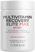 Codeage Multivitamin Recovery Elite Max Supplement - Vitamins A C D E B-Complex Essential Minerals Antioxidants Colostrum Phytonutrients Pantethine Non-GMO Sport Multivitamins - 90 Capsules