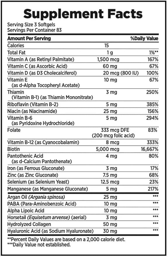 GOOFY TURTLE Natural Hair Skin and Nails 5000 mcg of Biotin - 250 Coated Tablets Extra Strength