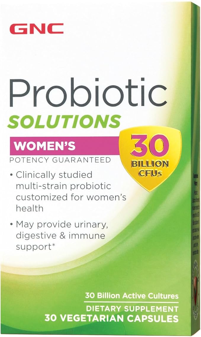 GNC Probiotic Solutions Women's with 30 Billion CFUs Clinically Studied Multi-Strain for Women Supports Digestive and Immune Health Vegetarian 30 Capsules