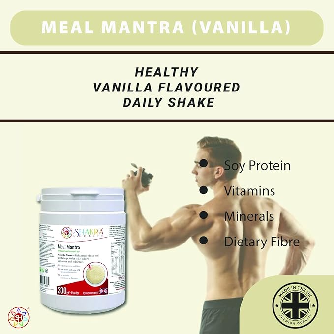 Meal Mantra Vanilla Vegan Isolate Protein Workout Powder Drink for Gym &amp Training. Build Muscle &amp Get Toned | Spiritually Aligned Supplements. Shakra Health