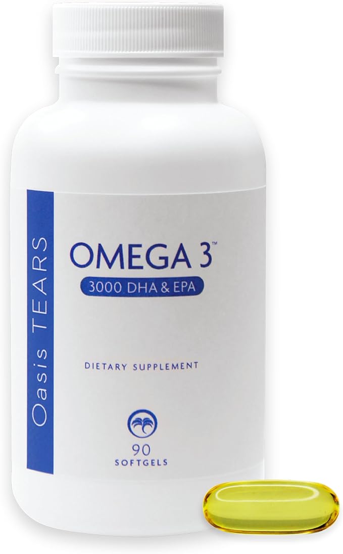 Oasis Tears ON3000 Omega™ 3 Fish Oil 3000mg DHA &amp EPA Dietary Supplement | 90 Softgels | Non-GMO Gluten-Free Dairy-Free