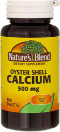 Nature's Blend Oyster Shell Calcium 500 mg Tablets - 100 ct Pack of 6