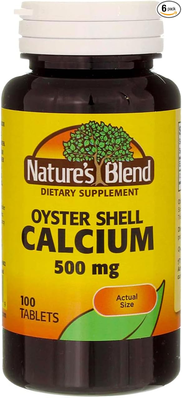 Nature's Blend Oyster Shell Calcium 500 mg Tablets - 100 ct Pack of 6