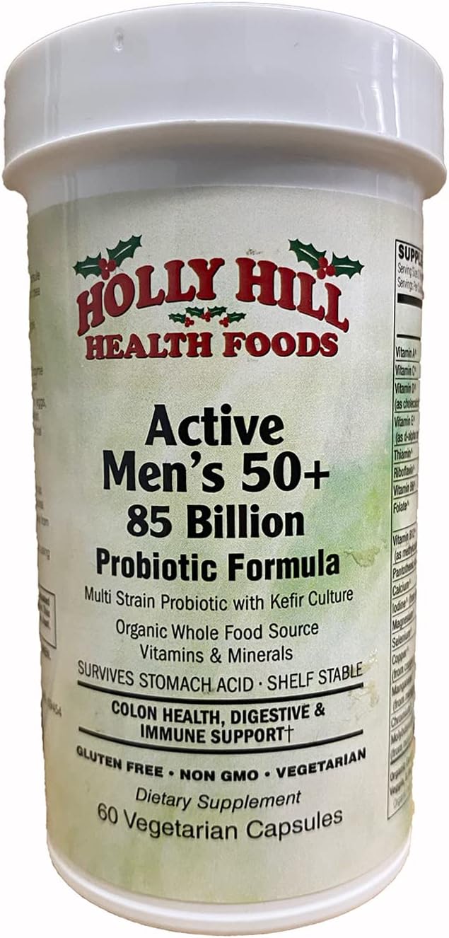 Holly Hill Health Foods Active Men's 50+ 85 Billion Probiotic Formula 60 Vegetarian Capsules
