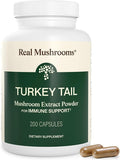 Real Mushrooms Turkey Tail Capsules – Organic Mushroom Extract for Daily Wellness Gut Harmony Energy Support – Vegan Non-GMO No Fillers – Turkey Tail Extract 200 Count Mushroom Supplement