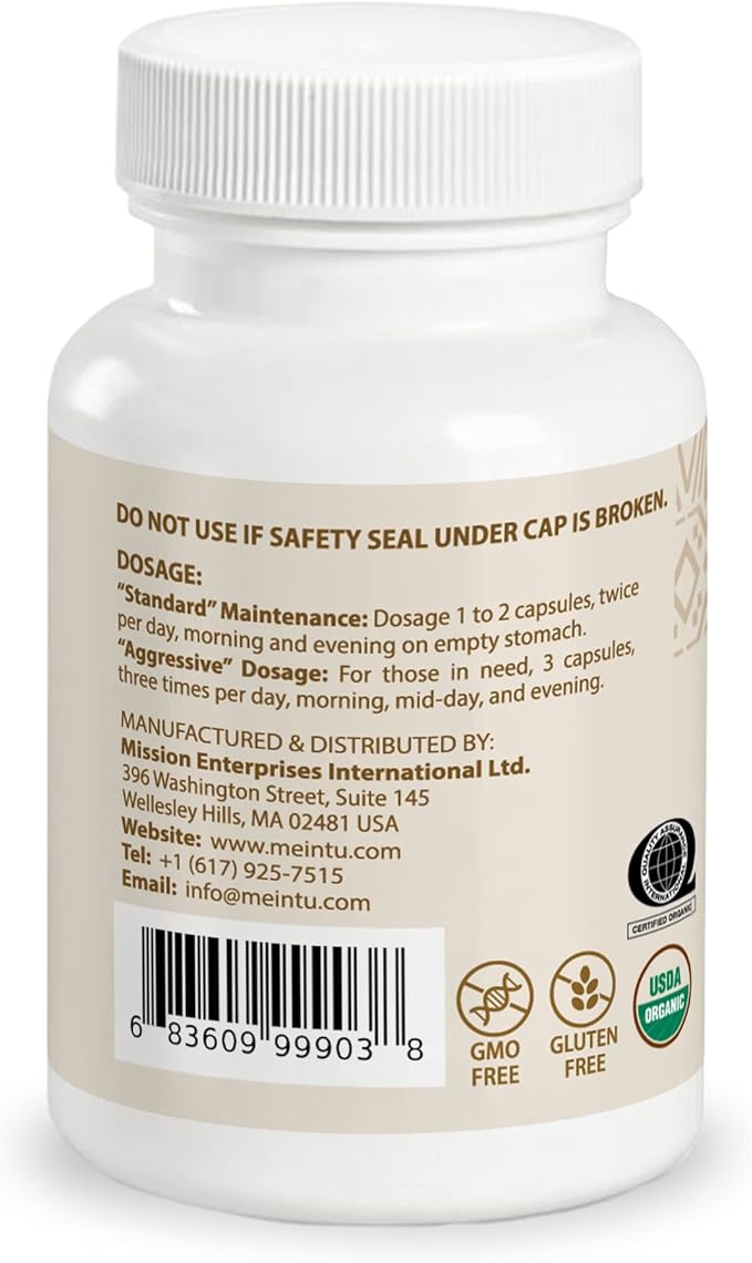 MEINTU Organic 8 Herb Essiac Capsules - Advanced Powerful Antioxidant Blend to Help Promote Overall Health - 100% Organic Essiac Tea 8 Herb Supplement - 60 Capsules
