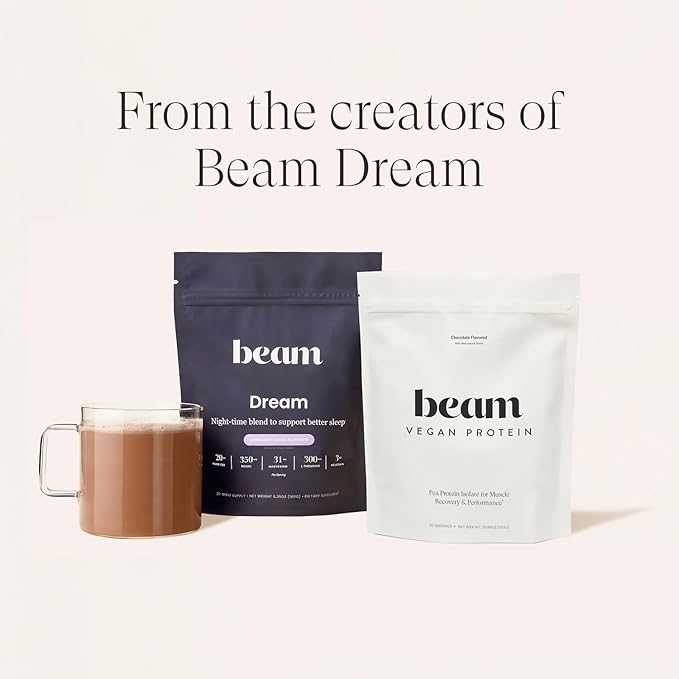 Beam Vegan Protein Powder – Organic Pea Protein Isolate 20g Plant-Based Protein per Serving Third-Party Tested No Added Sugar Dairy Free Soy Free Gluten Free 20 Servings Chocolate