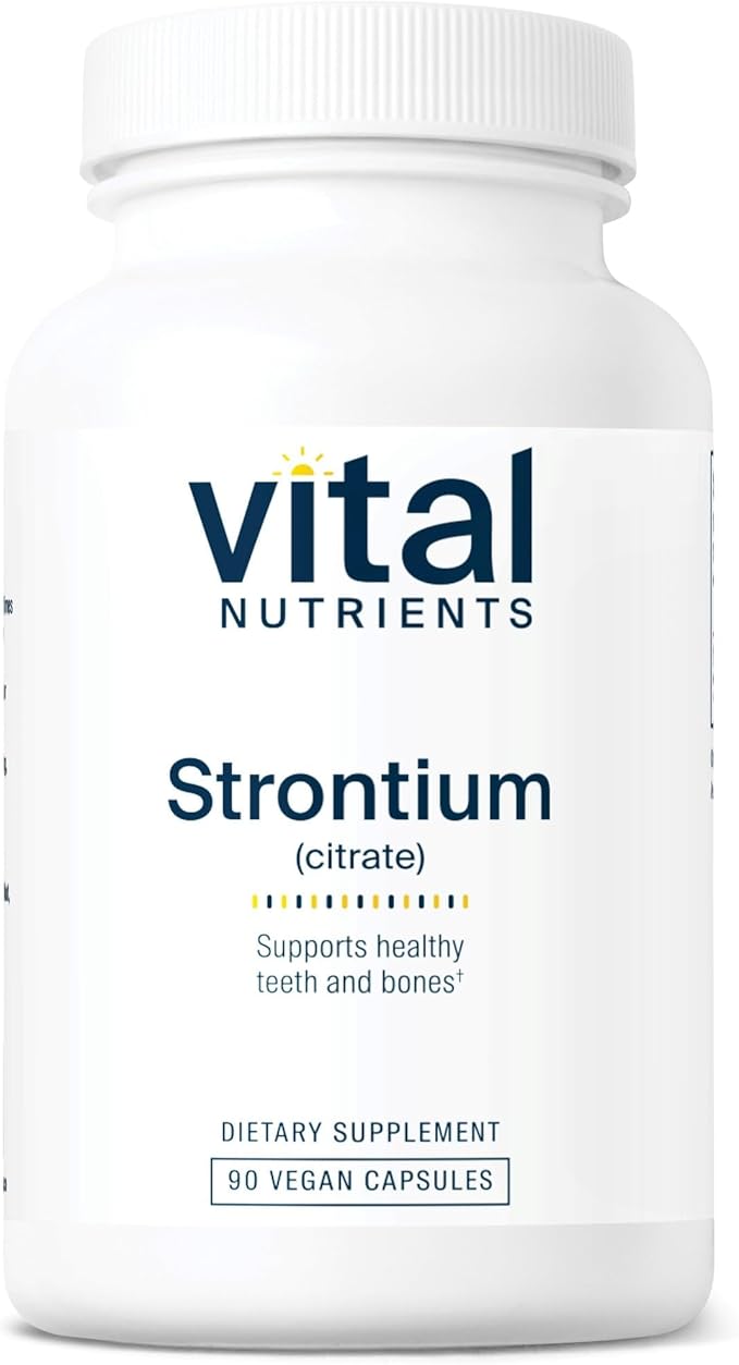 Vital Nutrients Strontium Citrate - Vegan Bone Strength Supplements - 227mg Strontium Citrate for Bone Health and Healthy Teeth - Gluten Dairy Soy Free - Non-GMO - 90 Capsules