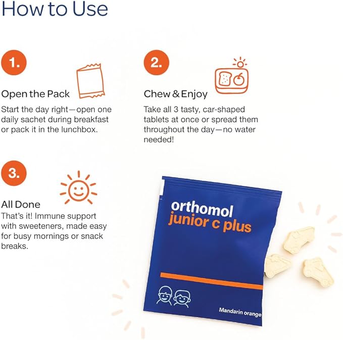 Orthomol Immun Junior C Plus Kid's Multivitamin Tangerine Flavor 30-Day Supply