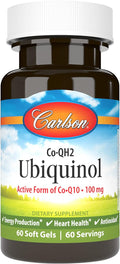 Carlson - Co-QH2 Ubiquinol Active Form of Co-Q10-100 mg Energy Production &amp Heart Health Antioxidant 60 Softgels