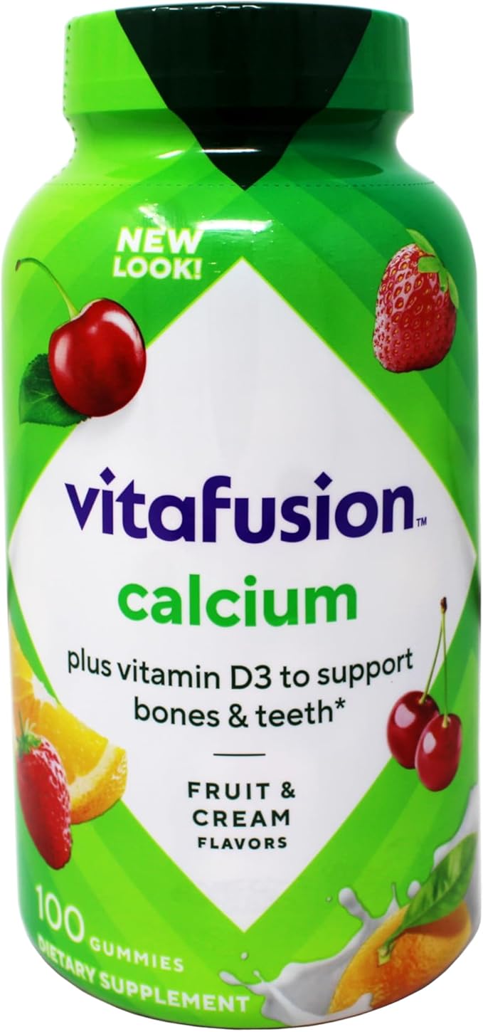 Vitafusion Calcium 500 mg Gummy Vitamins for Adults Creamy Swirled Fruit 100 Count (Pack of 6)