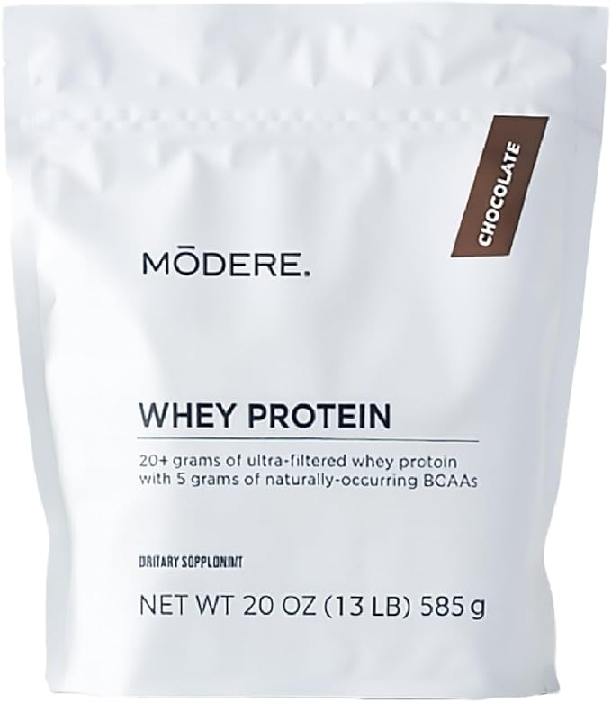 Modere Pure Chocolate Whey Protein Powder: Rich Chocolate Flavor Easy to Mix Daily Protein Formula for Shakes and Smoothies Container - 585 g