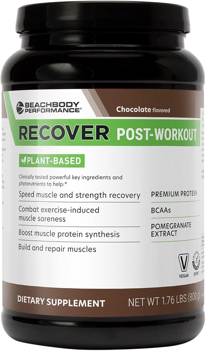 BODi Recover Plant-Based Protein Powder Blend– Post-Workout Chocolate Plant-Based Supplement for Muscle Recovery with 20g Protein BCAAs Pomegranate Extract - Fast Recovery - 20 Serving Tub