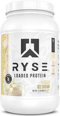 RYSE Loaded Protein Powder - Vanilla Ice Cream - 25g Whey Protein Isolate &amp Concentrate with Prebiotic Fiber &amp MCTs - Low Carb Low Sugar Digestive-Friendly - 27 Servings / 2 lb Tub