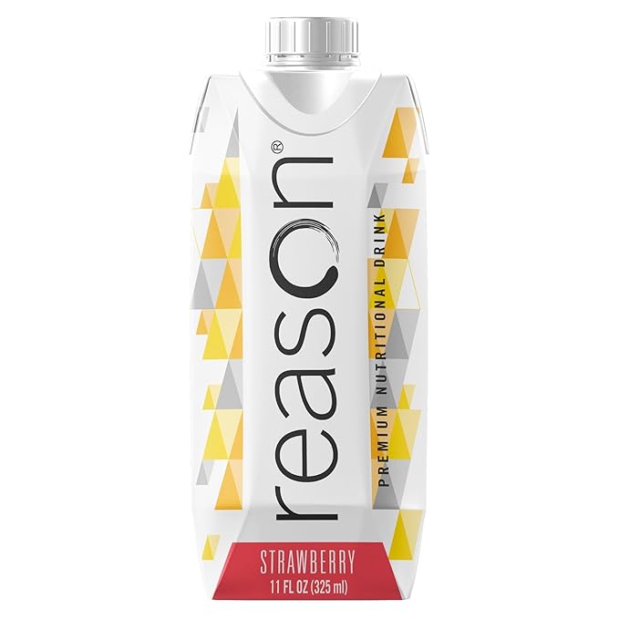 Reason Premium High Calorie Protein Drink - Free of Soy Gluten GMO Artificial Flavors and Sweeteners - NSF Certified Lactose-Friendly and Great for Tube-Feeding - Strawberry 11 oz