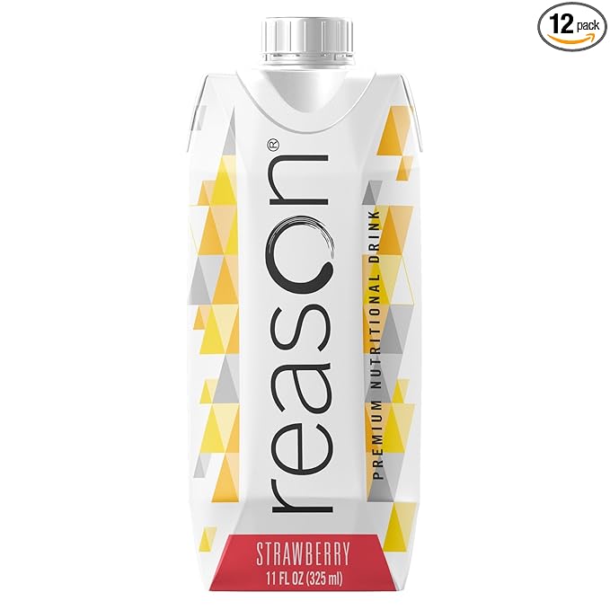 Reason Premium High Calorie Protein Drink - Free of Soy Gluten GMO Artificial Flavors and Sweeteners - NSF Certified Lactose-Friendly and Great for Tube-Feeding - Strawberry 11 oz
