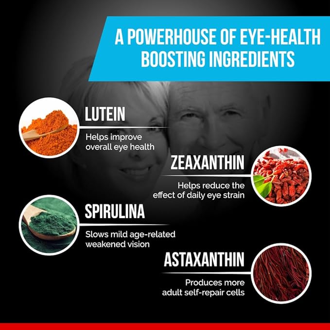 Vision Support Supplement - Eye Health Formula with L-Tartrate Resveratrol Blueberry Extract Vitamins A C D &amp 11 Ingredients for Vision Support - 60 Capsules/Bottle - 1 Pack