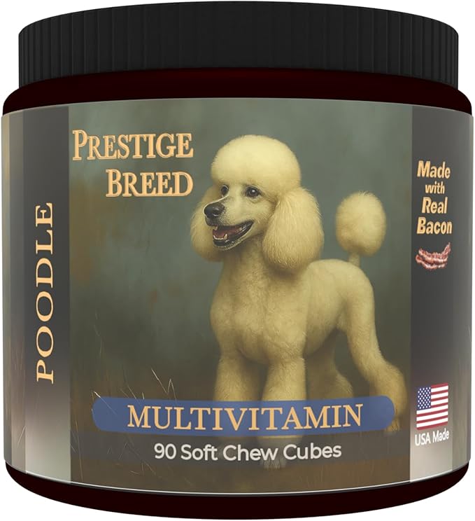 Multivitamins Balanced Nutrition for Your Poodle 90 Count Made in The USA with Real Bacon