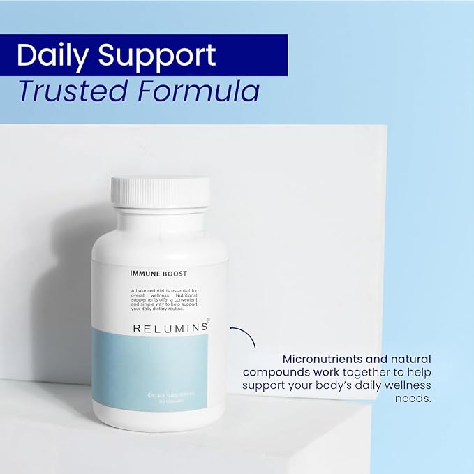 Relumins Immune Boost &amp Immune Defense Supplement Set – Daily Capsules with Vitamins C D3 K1 Zinc Selenium Lactoferrin Echinacea &amp Bioflavonoids for Complete Immune Support