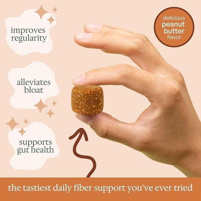 Fiber Bites - 5g Daily Fiber Supplement - Supports Regularity Digestion and Gut Health - All Natural Ingredients 30 Servings Peanut Butter Flavor