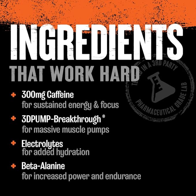 Animal Primal Muscle Hydration + Preworkout Powder – Contains Beta Alanine 3DPump Caffeine &amp Electrolytes – Improves Energy Focus Endurance &amp Absorption – New Blood Orange Flavor 17.7 oz
