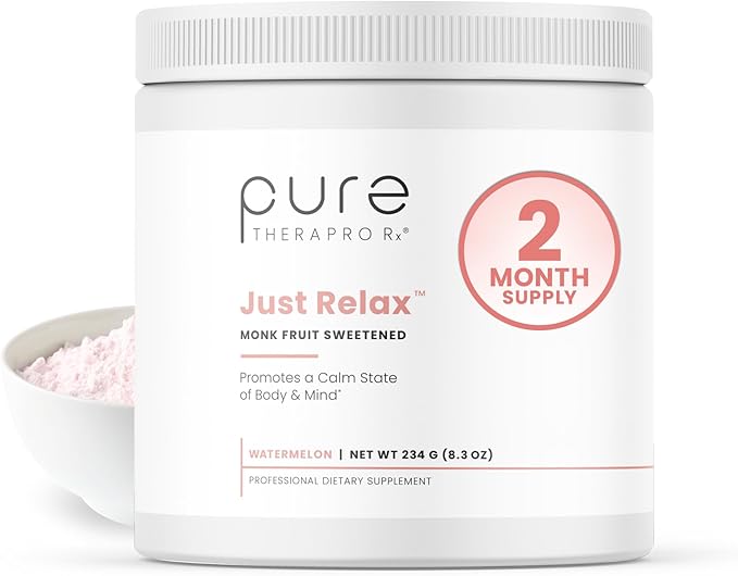 Pure Therapro Rx Just Relax -Watermelon 60 Servings | Supports: Relaxed Mood Healthy Blood Pressure Emotional Wellness | Myo-inositol Di-Magnesium Malate GABA Taurine &amp L-Theanine