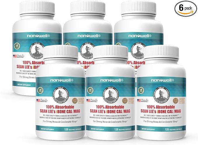 NANOWELL Sean Lee's iBone Cal Mag 120 Vegetable Capsules X 6 Bottles for 6 Months - Bone Health Calcium Supplement (720 Count)