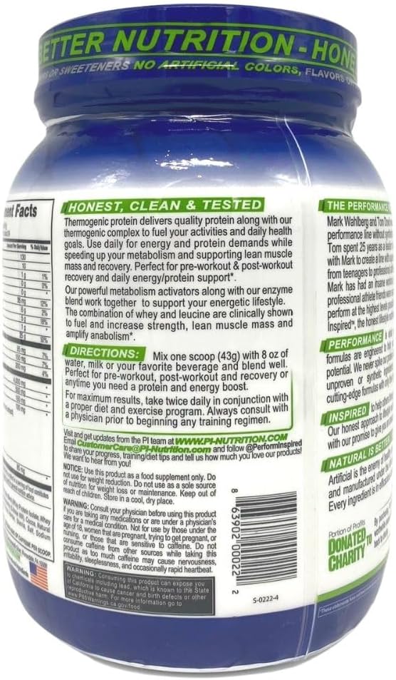 Performance Inspired Nutrition Ripped Whey Protein – 25G Protein – 4G Leucine – L-Carnitine – Green Tea Extract – Mocha – 2.25 lbs