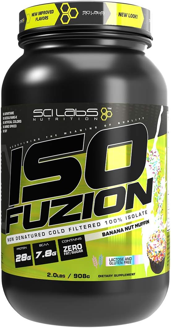 Iso Fuzion 100% Whey Isolate by Scilabs Nutrition | 28g Non Denatured Protein Powder Birthday Cake Flavor 2lb