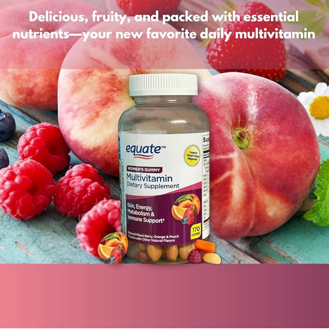 Multivitamin Gummies Mixed Berry Orange &amp Peach Flavors for Women- for Skin 170 Count (Pack of 1)