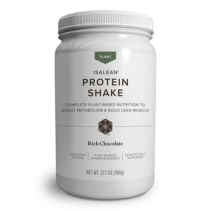 Isagenix Plant-Based IsaLean Protein Shake - Energy Powder with Whole-Food Sourced Vitamins - Supports Lean Muscle Growth &amp Healthy Metabolism - Rich Chocolate 27.2 oz (14 Servings)