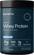 Gainful Lean Whey Protein Powder with 20g Protein per Serving Unflavored Supports Lean Muscle Metabolism and Satiety with Green Tea Extract Digestive Enzymes Organic Fiber 14 Servings