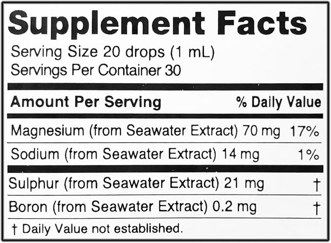 Oriel Liquid Magnesium Drops Menosea Rapid Absorption Free Ion Magnesium Minerals and 78 Trace Elements Supports Menopause Wellness Promotes Balance Well-Being Relaxation 30ml 30-Day Supply