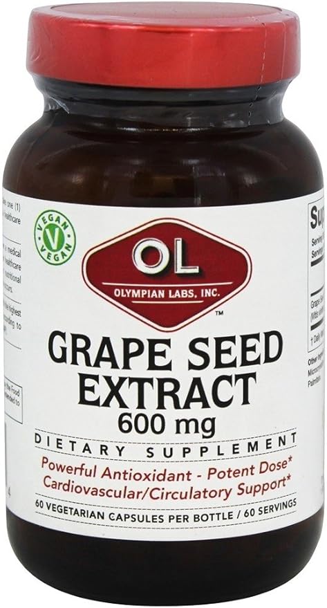Olympian Labs Grape Seed Extract 600mg Supports Heart &amp Immune Health 60 Count