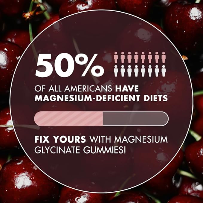 Magnesium Glycinate 2150 MG Gummies High Absorption Magnesium Glycinate Citrate &amp Malate Sugar-Free Vegan Chews for Men &amp Women 60 Gummies Cherry Flavor Pack of 2