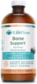 LIFETIME Bone Support Liquid Supplement - Calcium Citrate for Women &amp Men Contains Magnesium Citrate &amp Vitamin D3 for Bone &amp Muscle Support Easy Absorption Formula - Blueberry Flavor 16