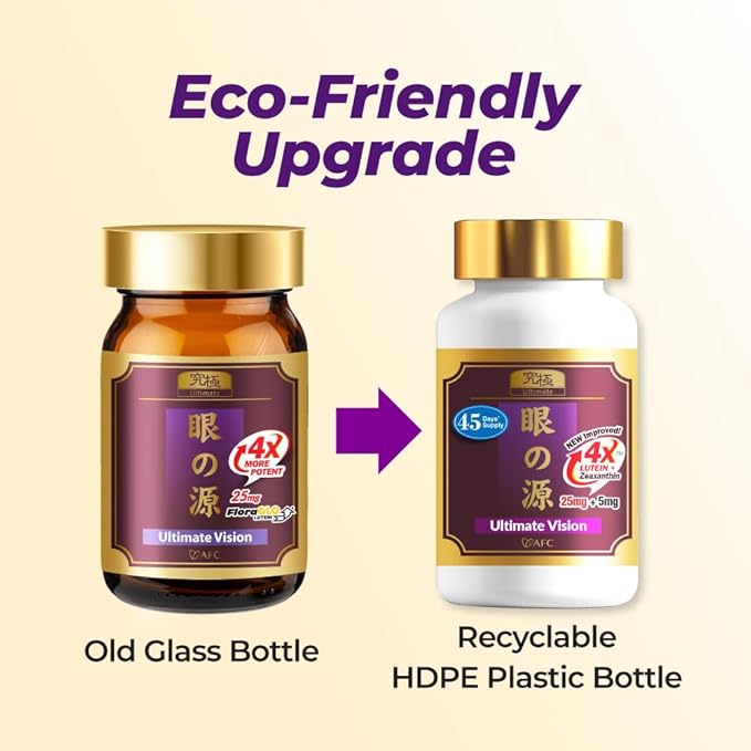 AFC Japan Ultimate Vision 4X - Improved Up-Sized Eye Formula with Lutein 4X Zeaxanthin Bilberry Extract and Vitamins for Age-Related Eye Problem Blurry &amp Poor Vision Dry Eye Macular Health 4