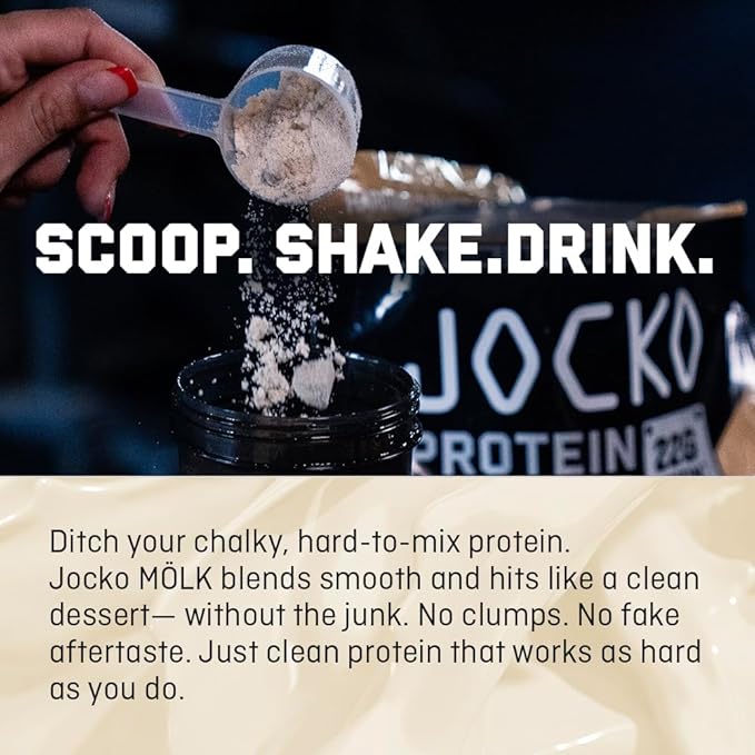 Jocko Fuel Whey Protein Powder Coffee &amp Donuts 22g Protein Digestive Enzymes + Probiotic Blend No Sugar Added with Essential Amino Acids + Electrolyte Minerals 28 Servings
