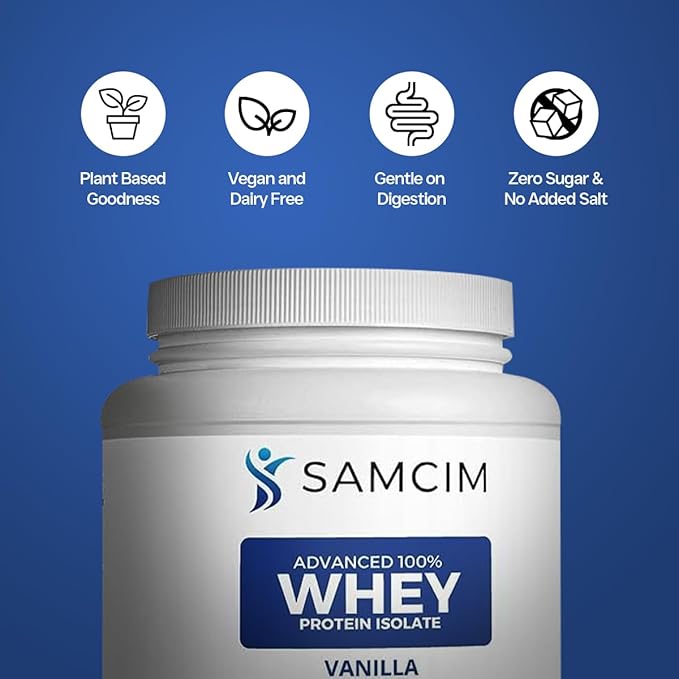 Advanced 100% Whey Protein Isolate Vanilla Flavor Protein Powder Supplement