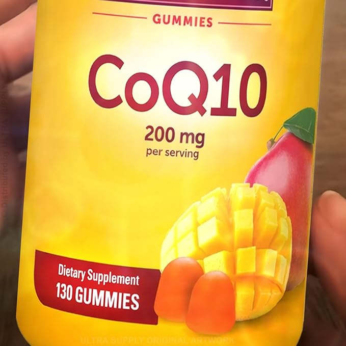 Coenzyme Q10 Gummies 200 mg Dietary Supplement CoQ10 (Ubidecarenone) Gluten Free 130 Count