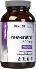 Bluebonnet Nutrition Beautiful Ally Resveratrol 500mg Protect Skin Integrity* Non-GMO Vegan Gluten-Free Soy-Free Dairy-Free 30 Vegetable Capsules 30 Servings